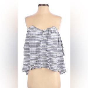 Blue Rain Small Blue and White Off The Shoulder Top